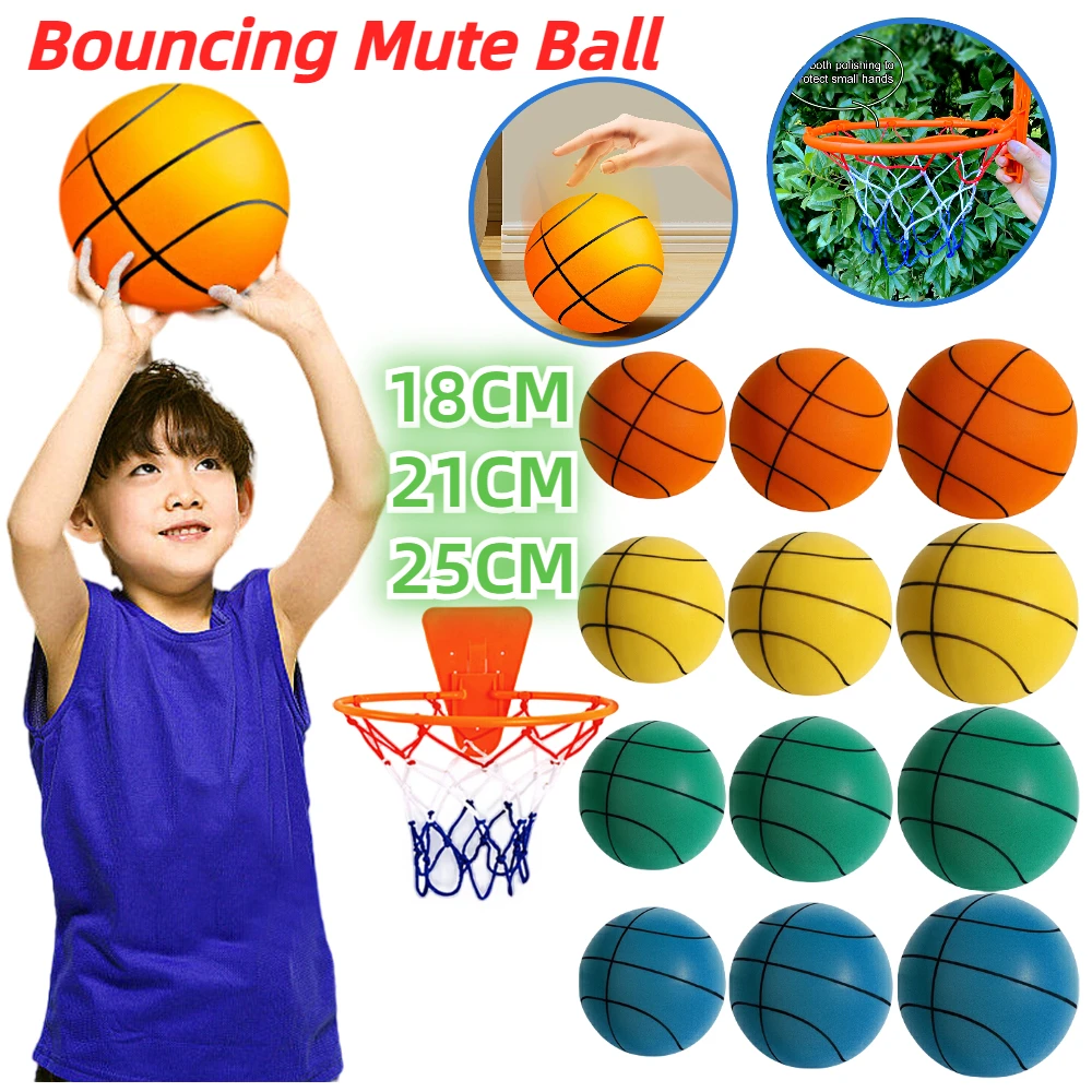 Kids Bouncing Mute Ball 18/21/25cm Indoor Silent Basketball High-Resilience Air Bounce Basketball Children Sports Basketball