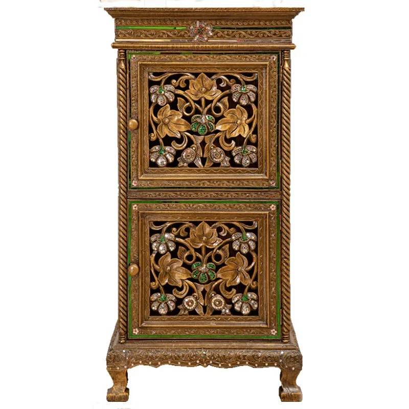 South East Asia style furniture Thai solid wood porch cabinet Thai corner wine cabinet chest living room corner cabinet