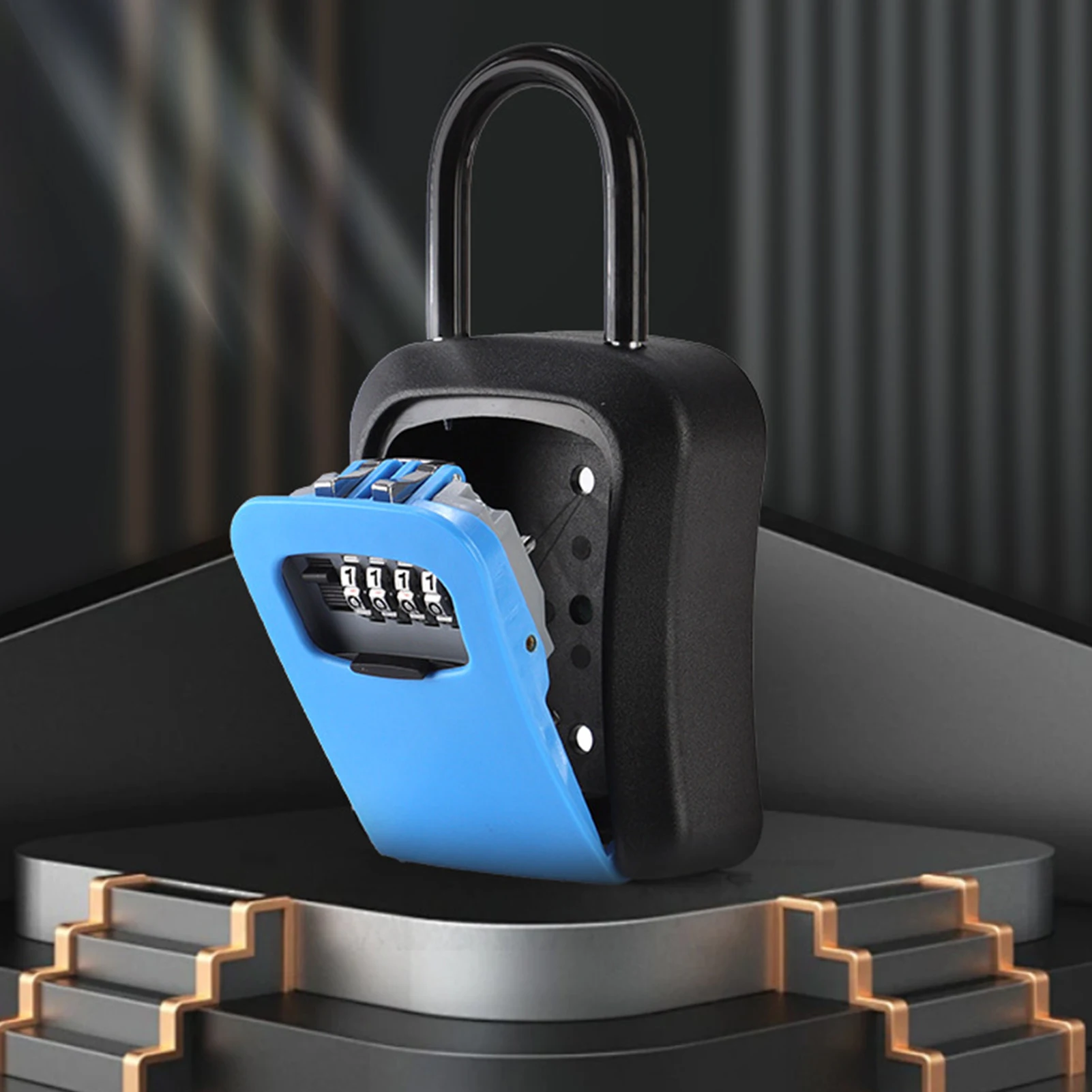 Plastic Key Lock Box With Hanging Hook 4-Digit Combination Password Padlock for Outdoor Home Office Door Keys Storage Case