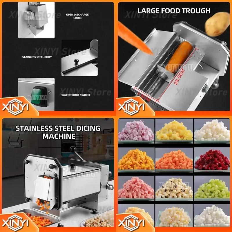 Automatic Potato Carrot Onion Dicing Machine for Commercial Use Vegetable Cube Cutter Granular Shredder for Food Processing