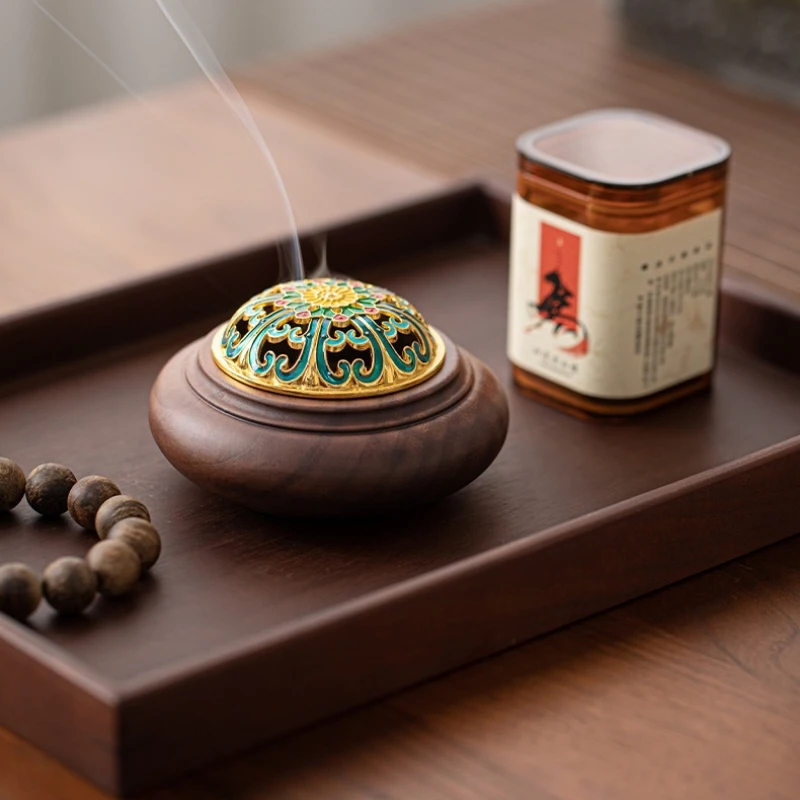 Solid Black Walnut Wood Burner, Song Dynasty Style Xianglu for Agarwood, Zen Home Office Meditation Tool