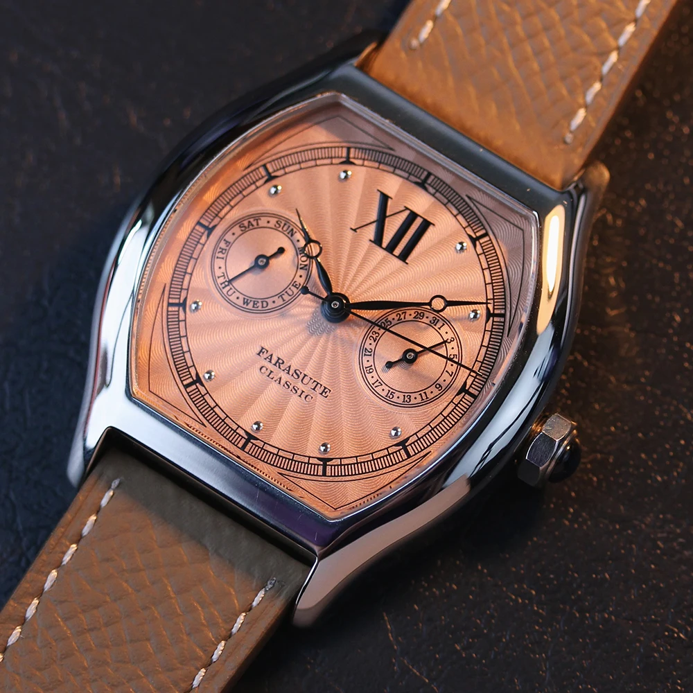FARASUTE Casual Japan VH64 Quartz Movement Wristwatch For Men Retro Week Calendar Sports Watches Sapphire Glass Waterproof Reloj