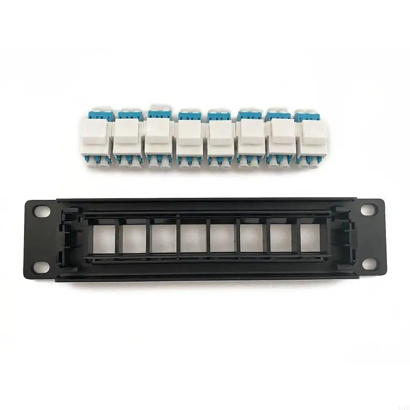 E1PF 8 Port Optical Fiber Through Coupler Patch Panel with Back Bar Wallmount or Rackmount for UTP STP Cabling
