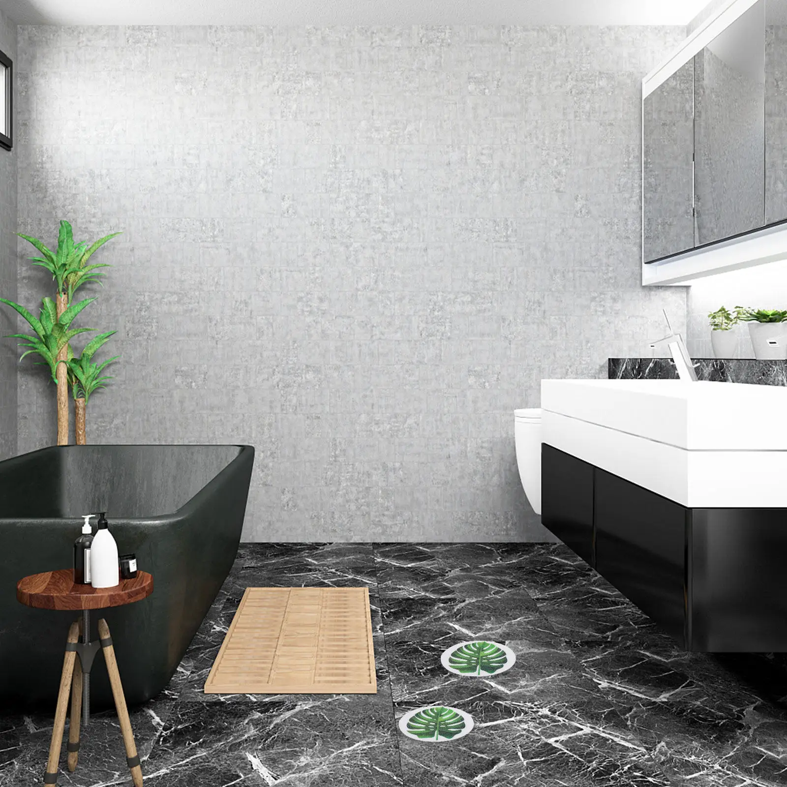 1Set Adorable Leaf Design Anti-Slip Stickers for Bathtub Shower Pool Stairs Treads Kitchen Floor Safe Peva Non-Skid Bathroom