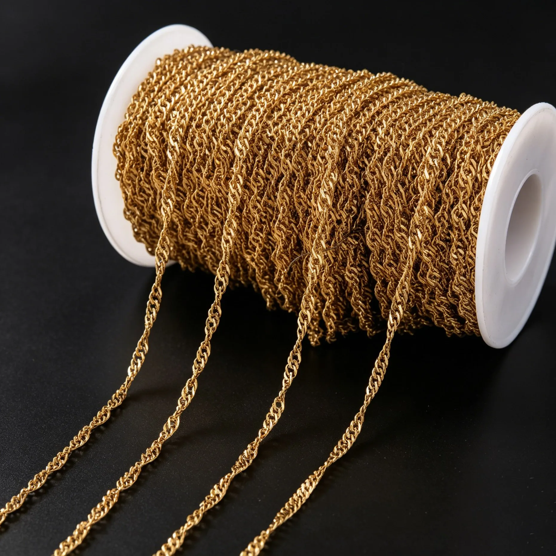 2 Meter Edelstahl Flache Gedrehte Gliederketten für DIY Halsketten Armbänder Schmuckherstellung Zubehör Materialien – Detail 4