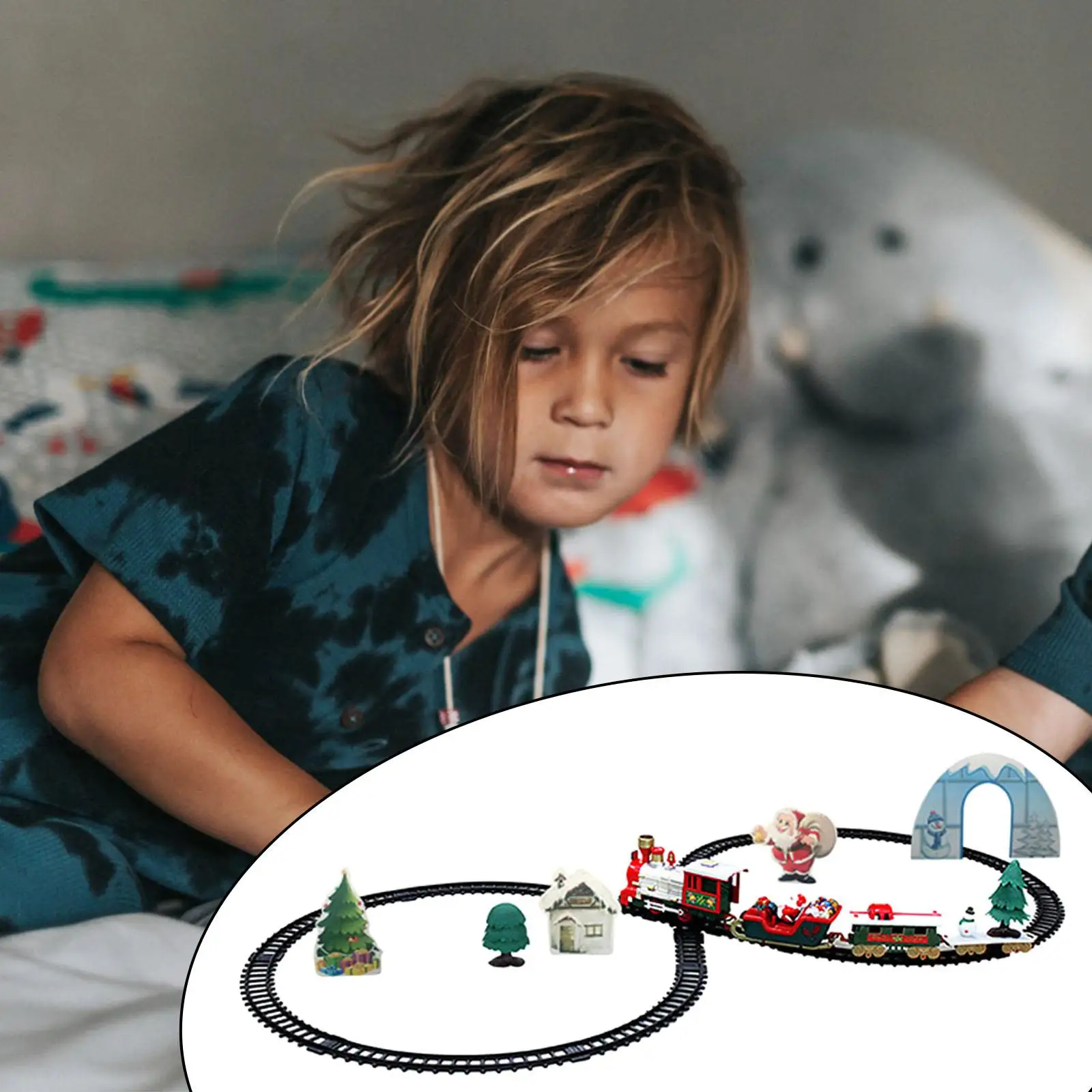 Christmas Train Christmas Tree Decoration Accessories Track Small Train Santa Claus Train Set Children’s Gift view 3