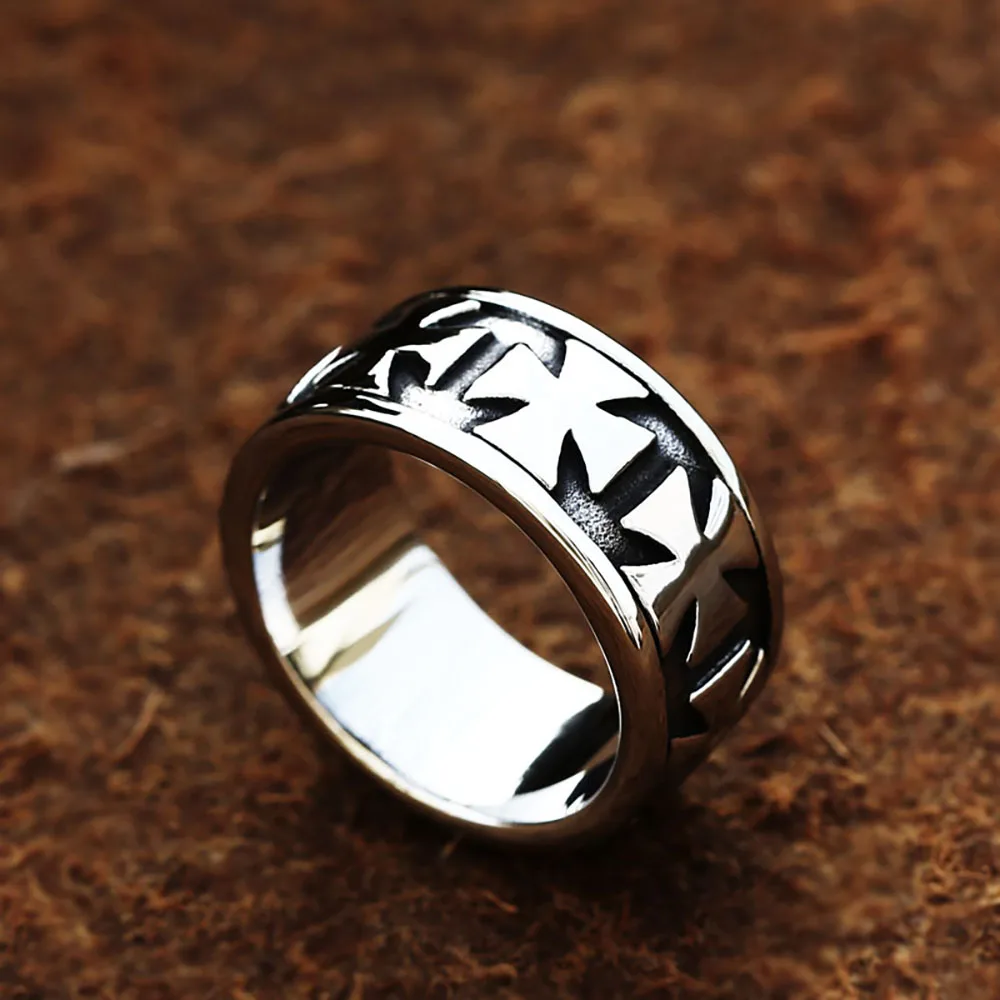 Vintage Iron Cross Rings For Men Punk Stainless Steel Cross Men\'s Ring Fashion Simple Party Jewelry Gift Wholesale Size 8-13