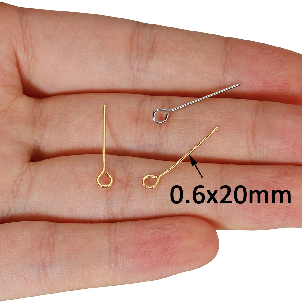 100 sztuk ze stali nierdzewnej 15-50mm otwór płaska główka szpilki złoty otwór szpilki do koralików bransoletka kolczyki naszyjnik DIY tworzenia biżuterii — zdjęcie 3