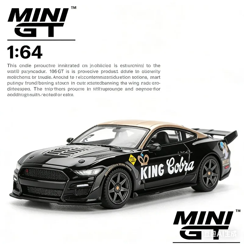 

MINI GT 1:64 Ford Mustang Shelby GT500 "King Cobra" Black with Gold Accents Diecast Model Car