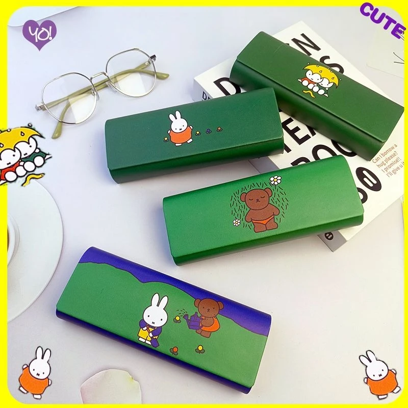 

Новая зеленая коробка для очков Kawaii Miffy с героями мультфильмов, портативная, продвинутая, простая, легкая коробка для хранения очков, устойчивая к сжатию