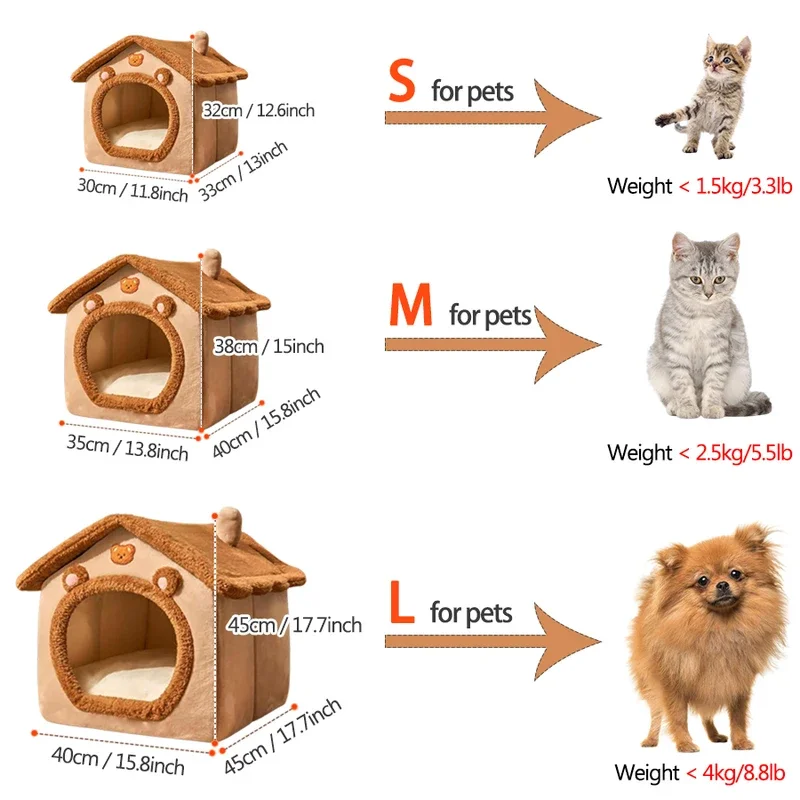 Foldable pet House, removable and washable for additional small dogs and small to medium cats