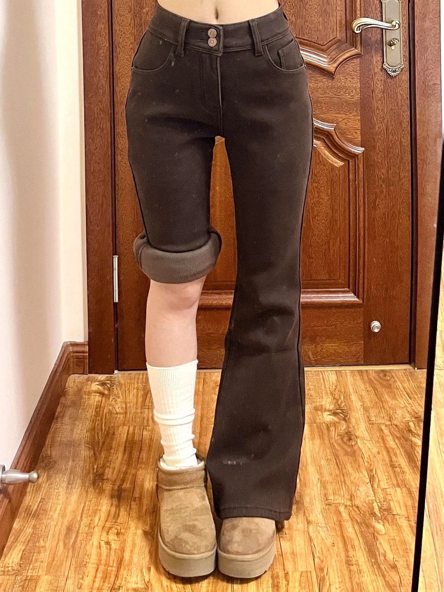 

Summer 2026 High Waist Bell Bottom Blue Grey Denim Jeans Women's Floor Length Slimming Pencil Pants American High Street Style