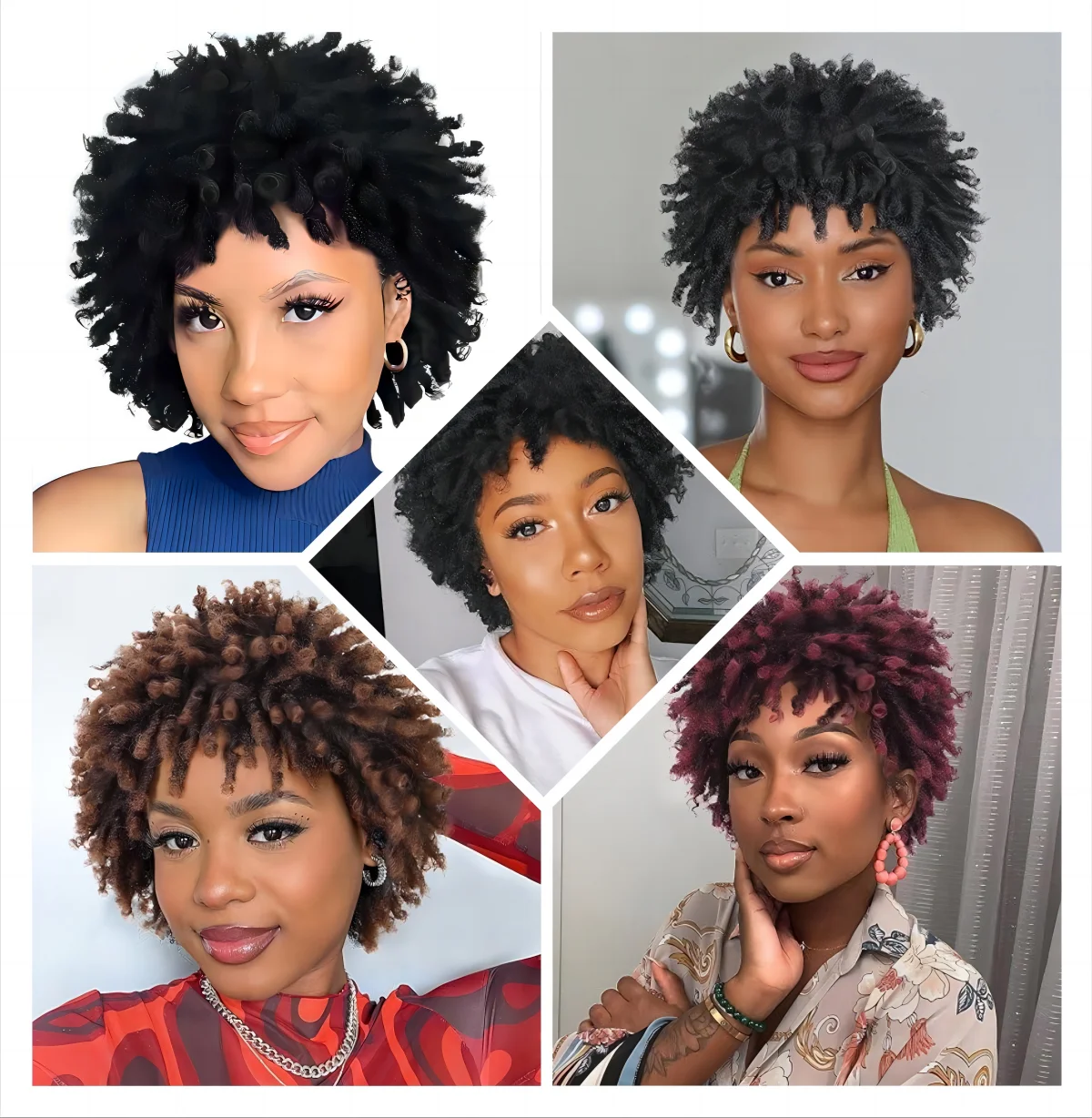 Synthetic Short Afro Dreadlock Wig Curly Faux Locs Hair Wigs Short Dreadlock Wig for Black Women And Men Afro Kinky Twist Wig