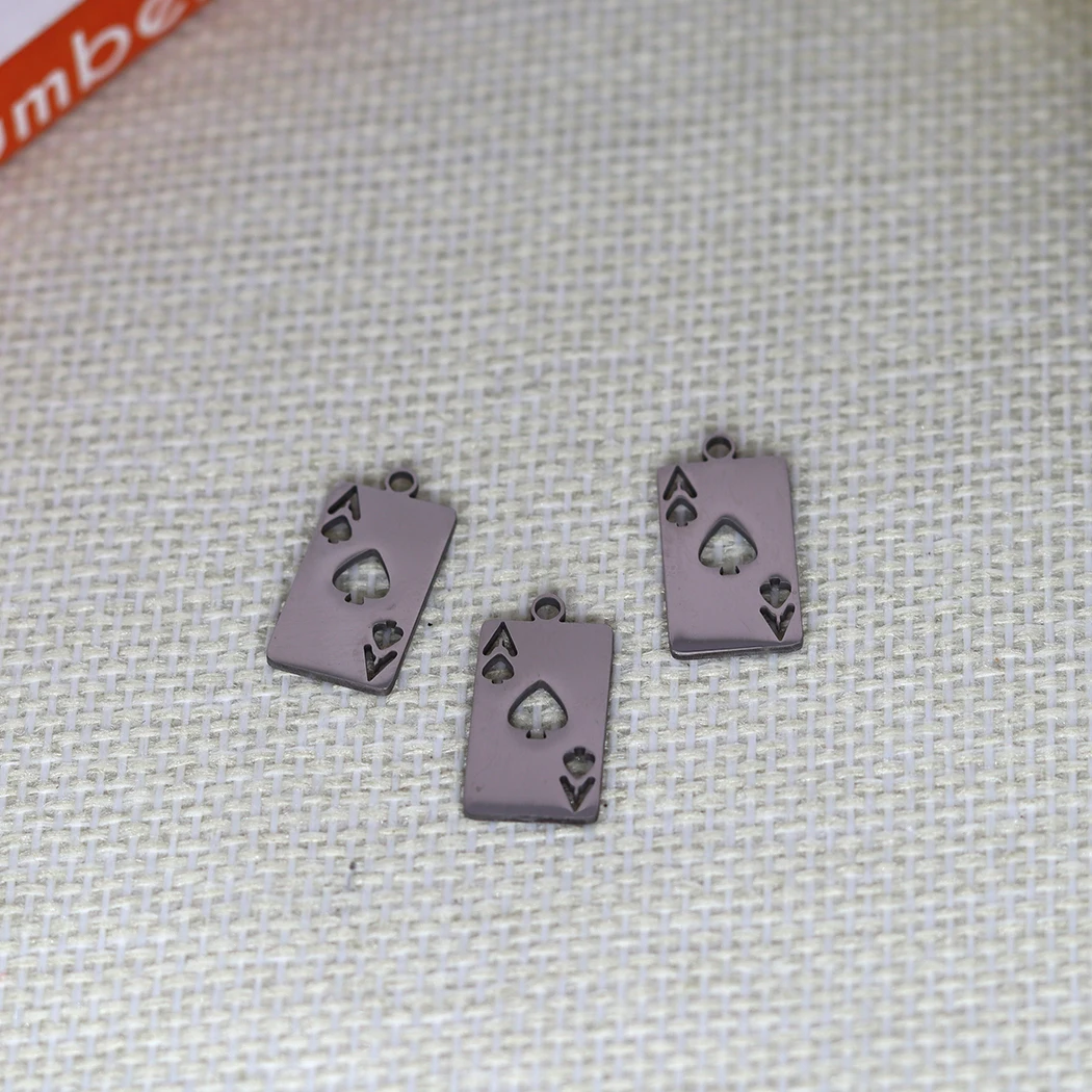 3PCS/Stainless steel poker series Silver Peach A pendant DIY fashion keychain necklace accessories