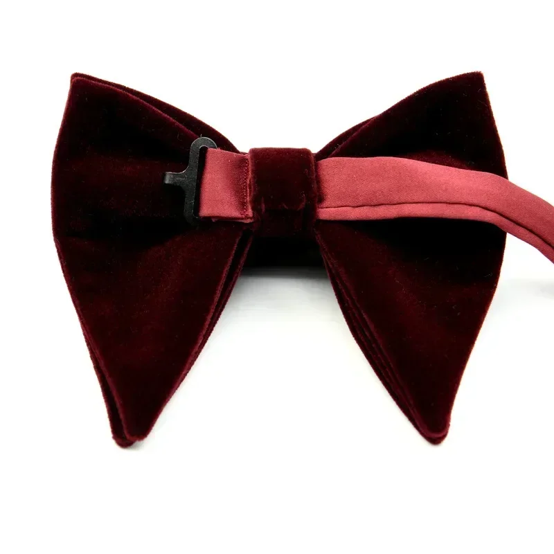 New Fashion Velvet Big Bowties for Women Mens Groom Wedding Bow Tie Skinny Solid Color Gravatas Slim Black Cravat Accessories