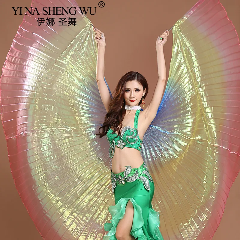 Buikdansvleugels Volwassen Buikdansaccessoires Podiumvoorstelling Rekwisieten Driekleurige Vleugels Transparant Gekleurd Isis Vleugels Geen Stok