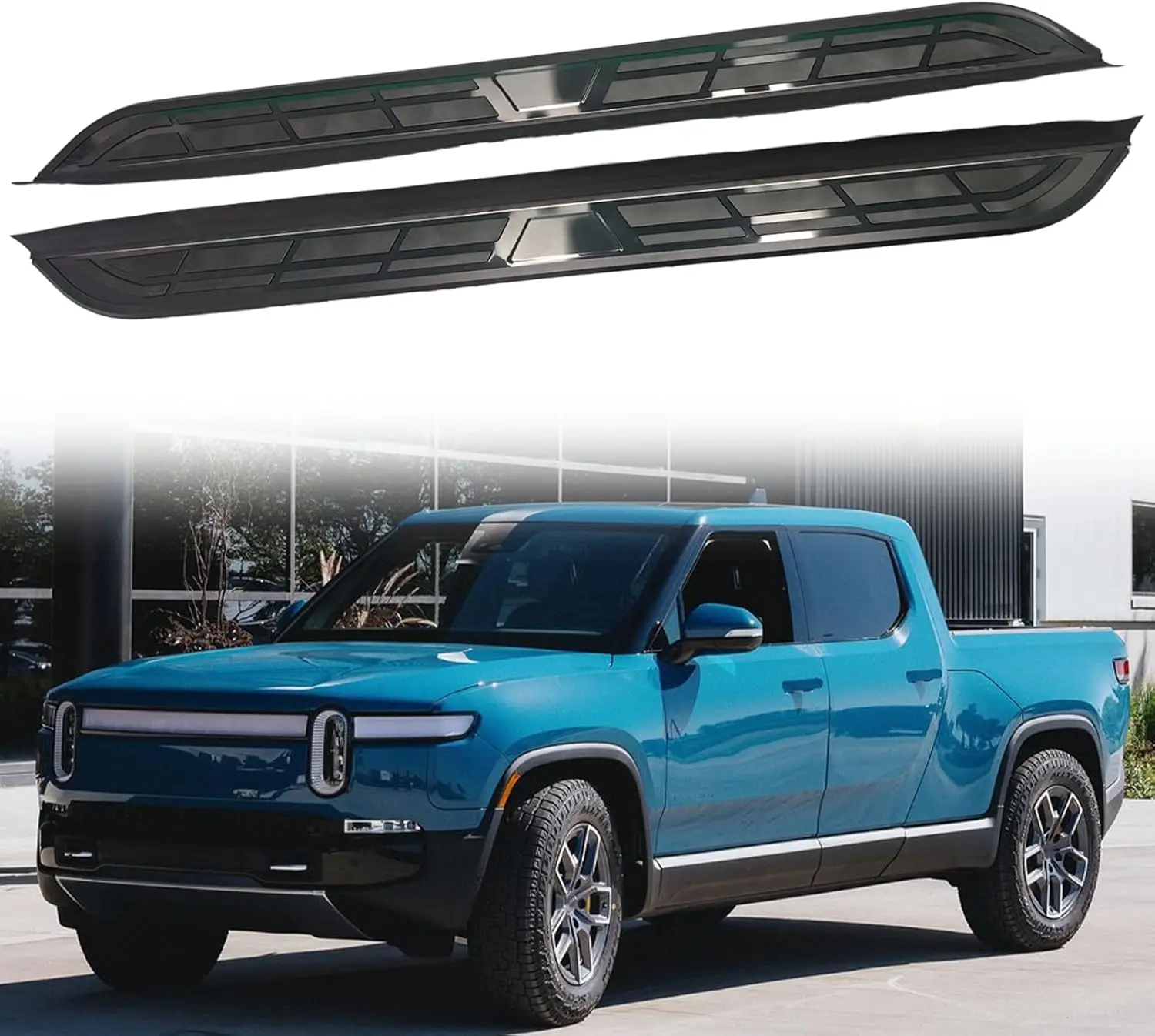 

Running Board Side Step Aluminum Fits for Rivian R1T R1S 2022 2023 2024 2025 2026 Pedal Nerf Bar 2Pcs Fixed (with Brackets
