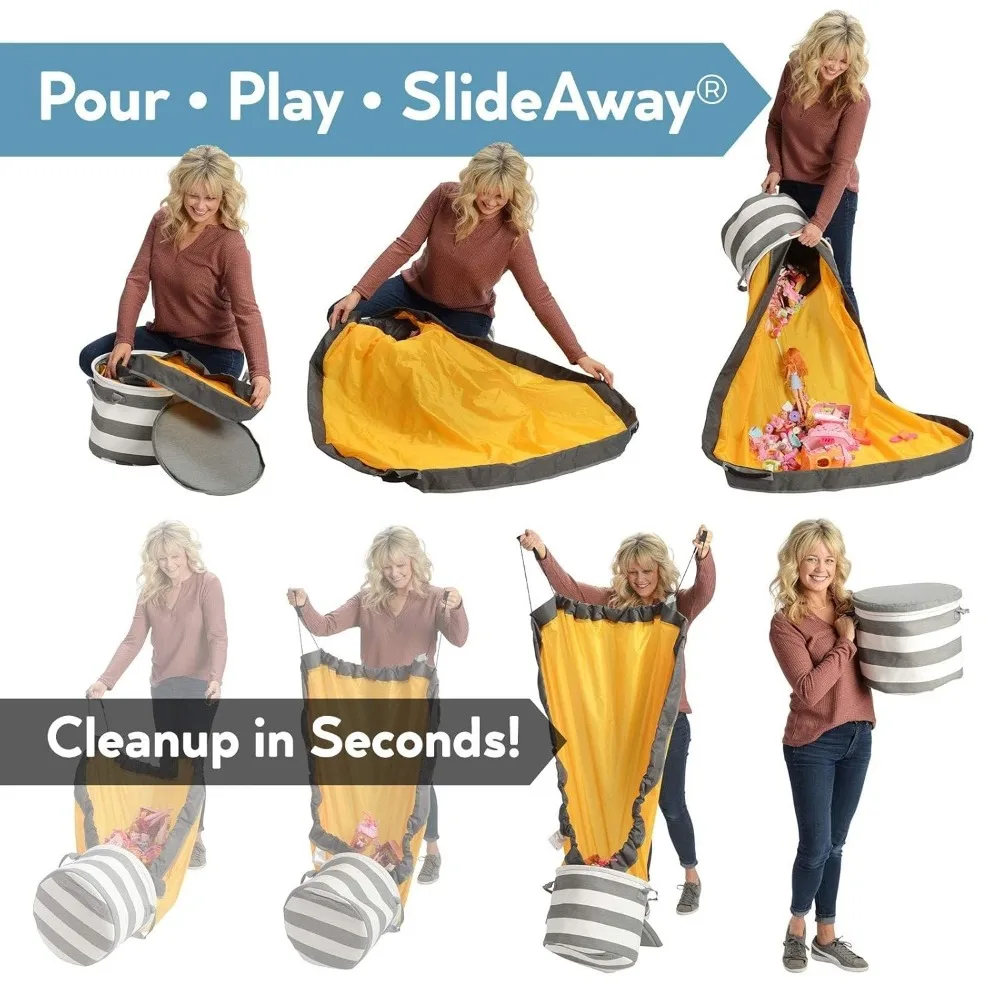 منظم تخزين الألعاب قابل للتوسيع مع حصيرة لعب كبيرة مقاس 52 بوصة لـ LEGO والكتل الصغيرة