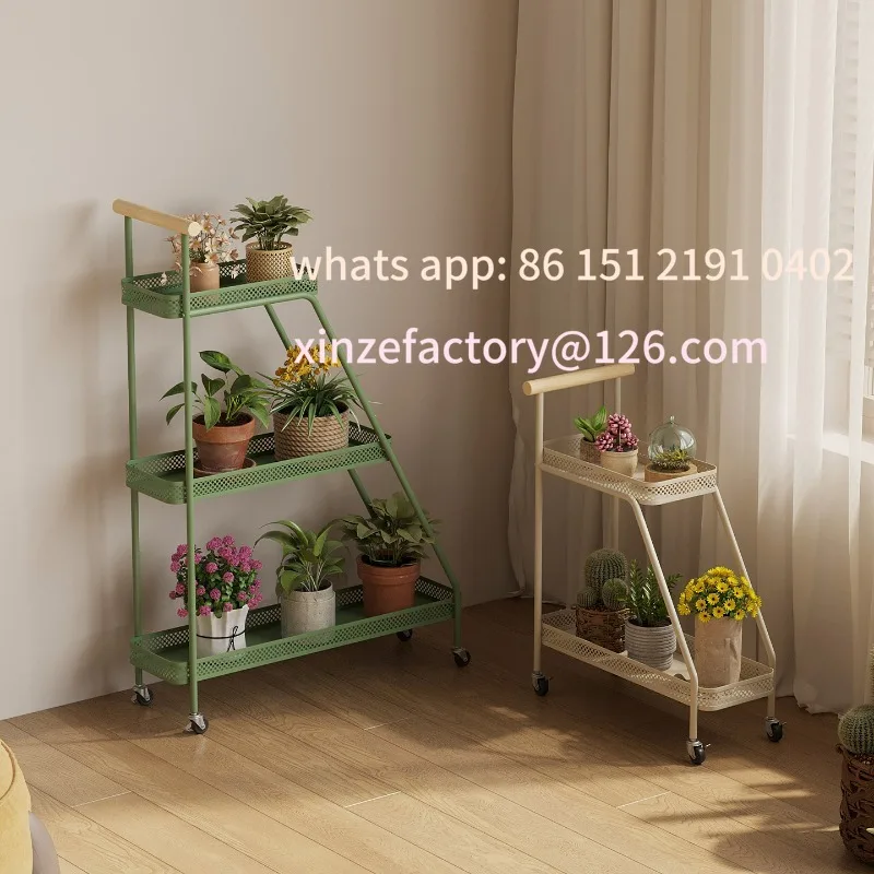 

Customizable Movable Balcony Floor-Standing Wrought Iron Flower Stand Succulent Plant Pot Shelving Unit Home Use Step-Style
