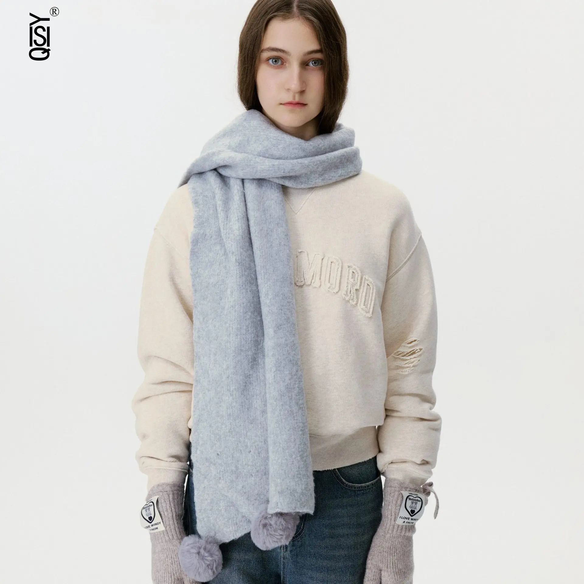 

Soft Plain-colored Knitted Scarf, Women's Winter Wool Shawl, Versatile and Warm Scarf