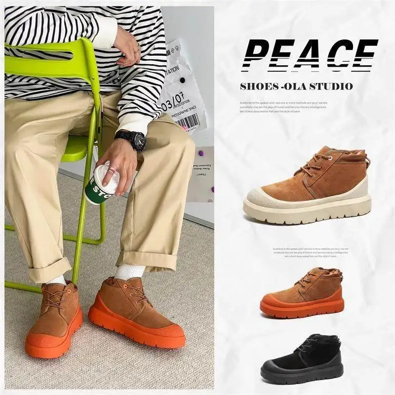 

Men's and Women's Snow-Ready Chunky-Soled Suede Thermal Hiking Shoes: Comfortable, Versatile Casual Footwear