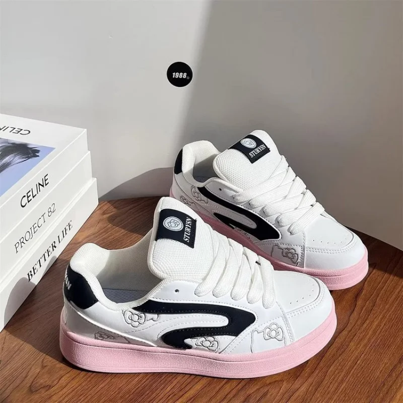 

Women's White Sneakers New Autumn Thick-Soled Sports Shoes for Students To Pair with Skirts, Height-Increasing Casual Sneakers