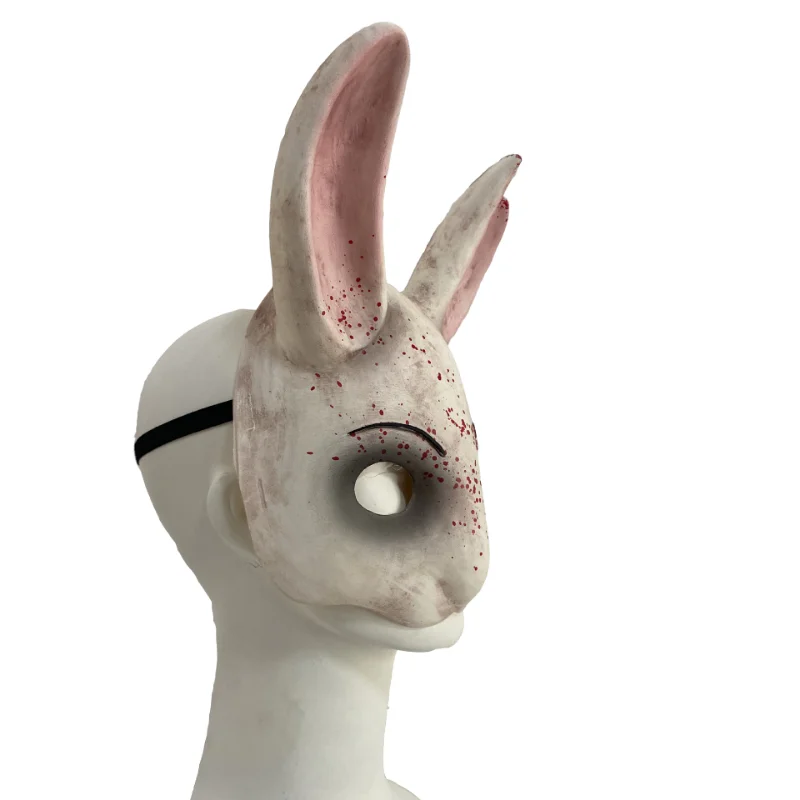 Masque de Cosplay d'Horreur de Lapin Sanglant pour Homme, Demi-Visage en Latex, Effrayant, Accessoire de ix