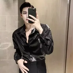 Man Shirt Oversize Hip Hop Funny Shirts for Men Shiny Cool Sale I Cheap Brand Aesthetic High Quality Luxury Tops Summer Regular