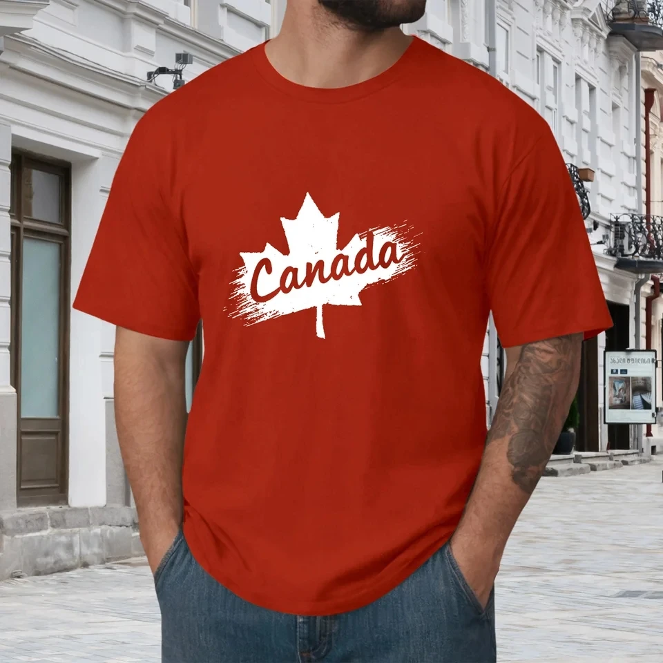 Men's Canada Day T-Shirt Fashion Maple Leaf Graphic Tees Summer Short Sleeve Tops Male Casual Tee Shirts Men Clothes Streetwear