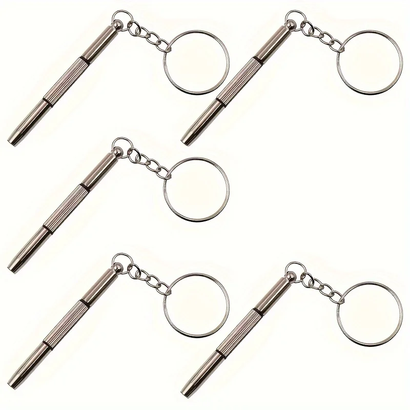 Glasses pentagon pliers set (5 pieces) for watch repair, including keychain, compact hand tool, precision screwdriver.