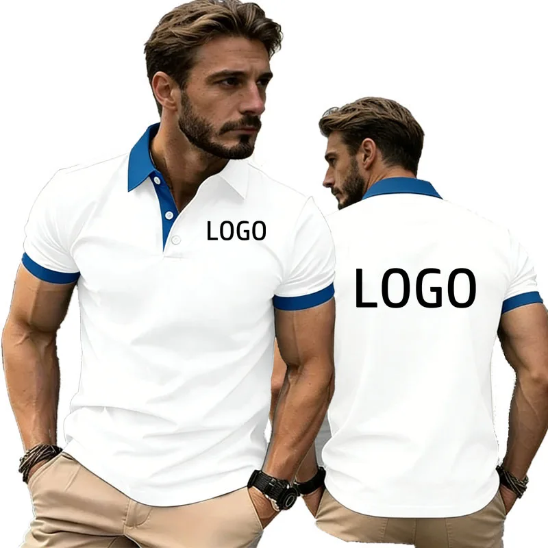 Summer high end custom logo men POLO shirt 30% cotton T-shirt breathable solid color short sleeve S-8xl
