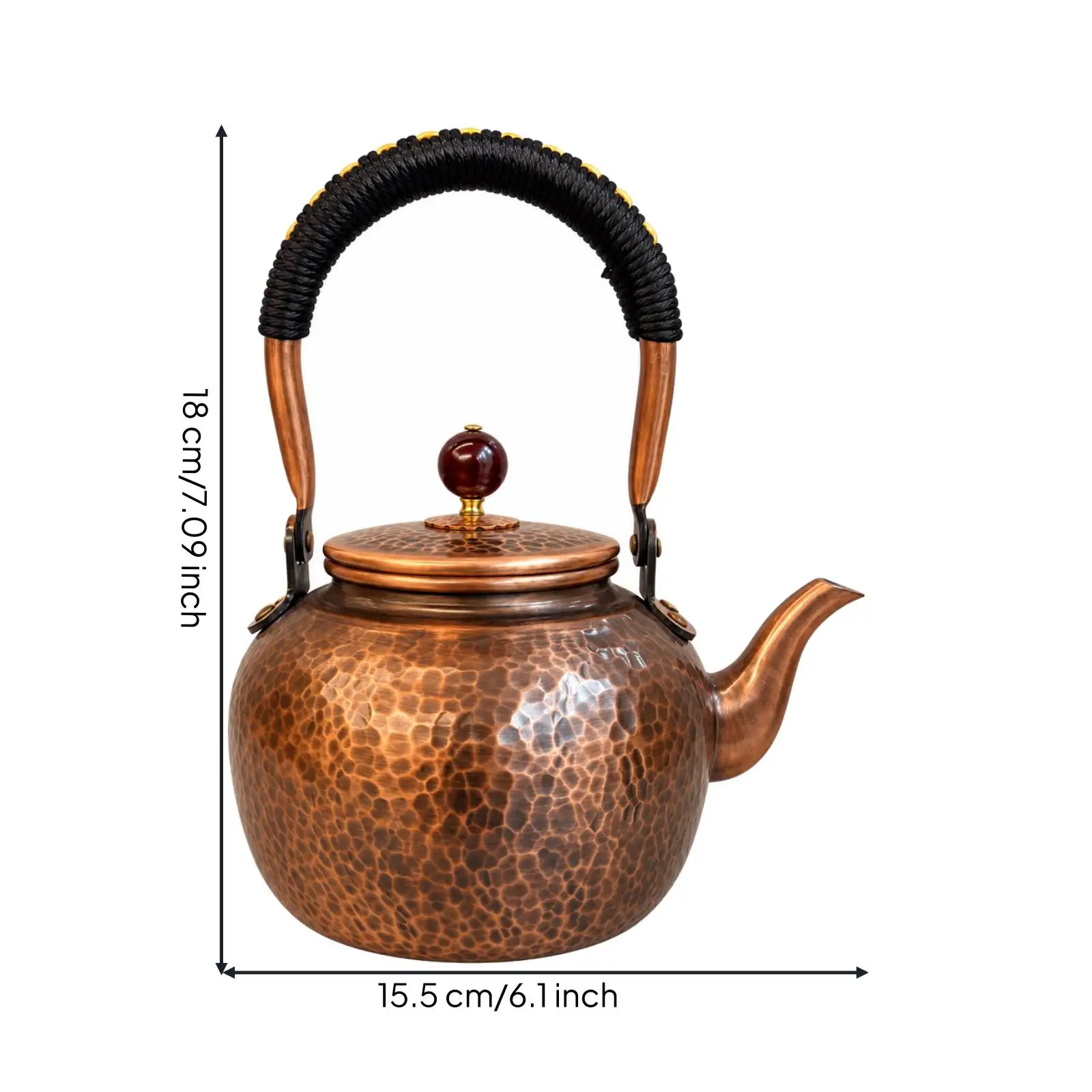 Hammered Finish Purple Copper Kettle for Tea Brewing Hot Water with Spout Lid