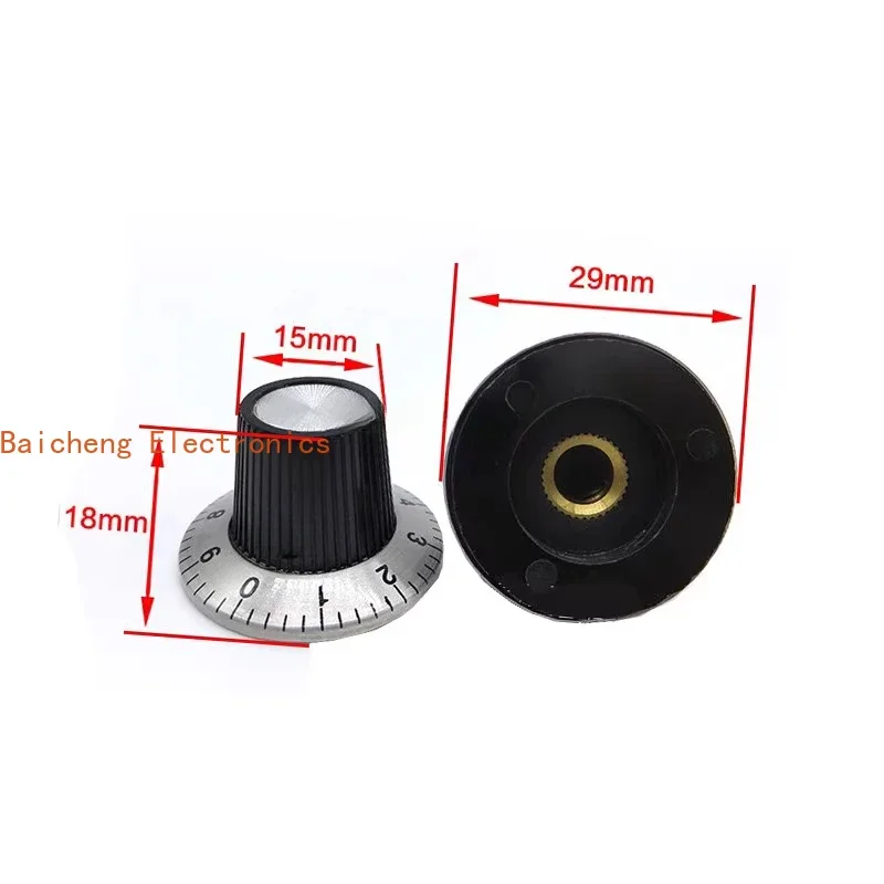 10PCS Knob cap with scale number 29 * 18 C2 lock screw code potentiometer band switch inner hole 6MM