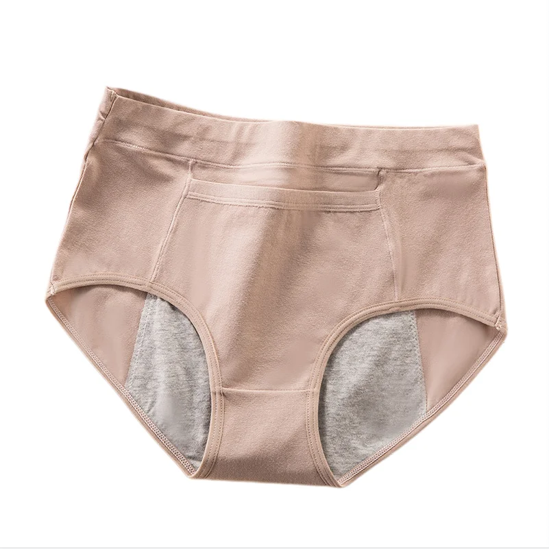 Women's High Waist Cotton Menstrual Panties Breathable Leak-Proof Culottes Safety Hygiene Briefs for Menstrual Comfort