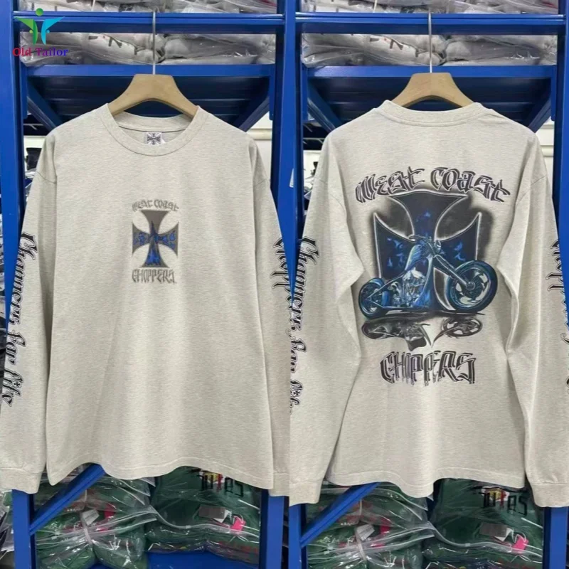 

Mens Womens Latest Winter Weat Coast Choppers 25SS Printed Smoke Locomotive Washed Round Neck Cotton Fashion Long Sleeve T-Shirt