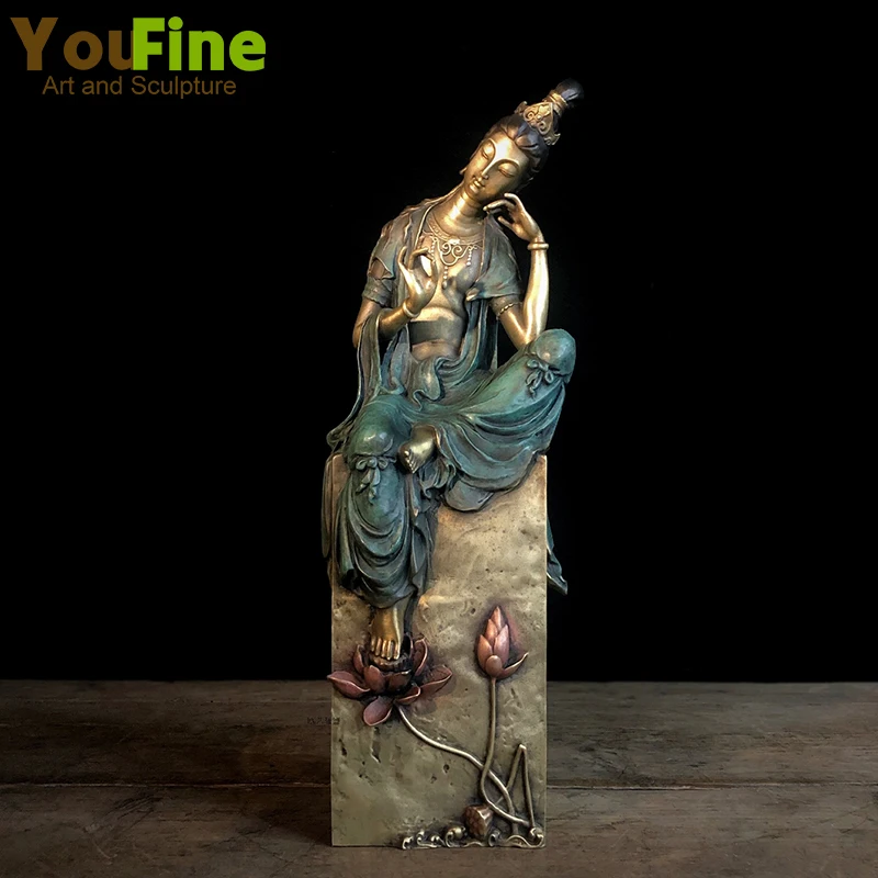 Bronze Buddha Staue Bronze GuanYin Sculpture Casting Tibetan Buddhism Statues Gorgeous Art Crafts For Home Decor Ornaments