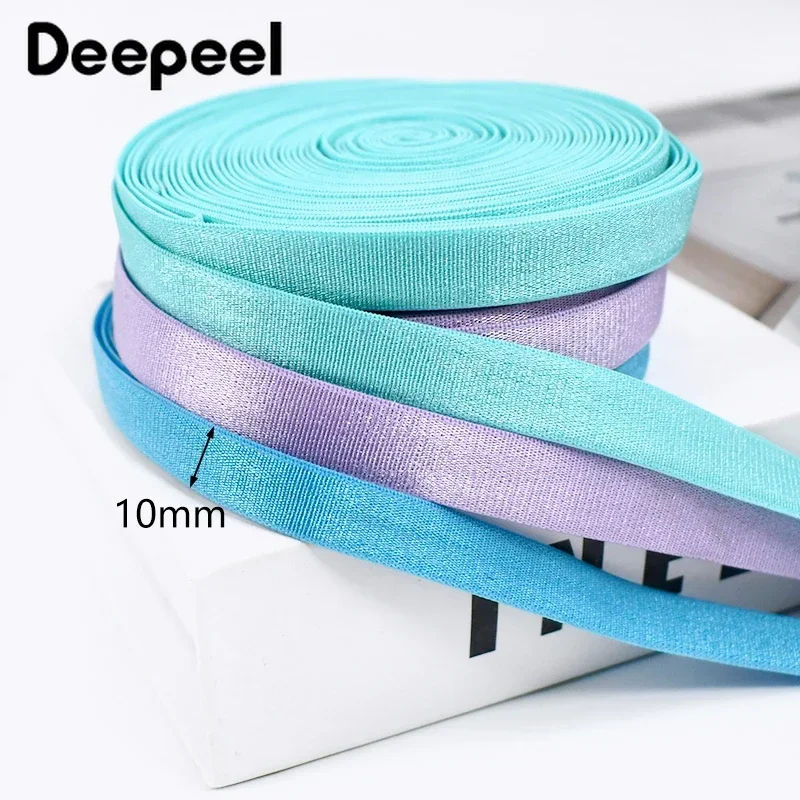 5/10Meters Deepeel 10mm Colored Nylon Elastic Bands Soft Bra Ribbon Shoulder Strap Clothing Belt DIY Sewing Decoration Accessory