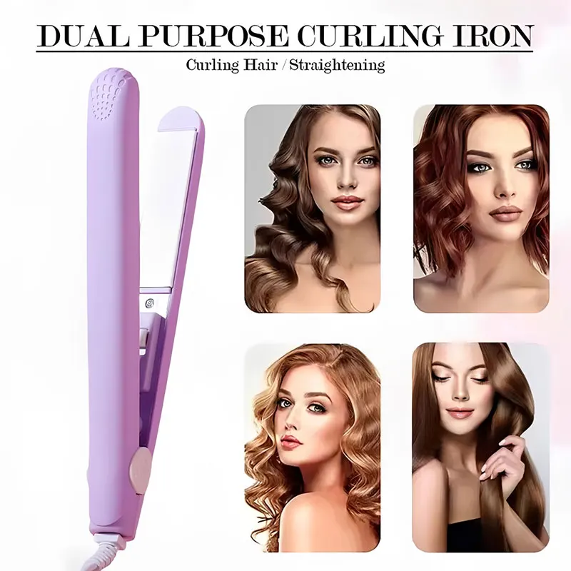Hair Straightener Mini Hair Iron Portable Flat Iron for Bangs, Straightening & Curling Electric Curling Iron Curl Modelling Tool