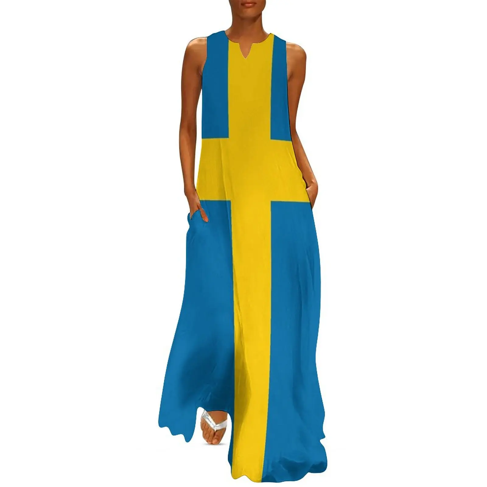 Swedish Flag T-Shirt - Sweden Sports Team Sticker Long Dress dresses for women summer clothes for women summer dress daily Dress