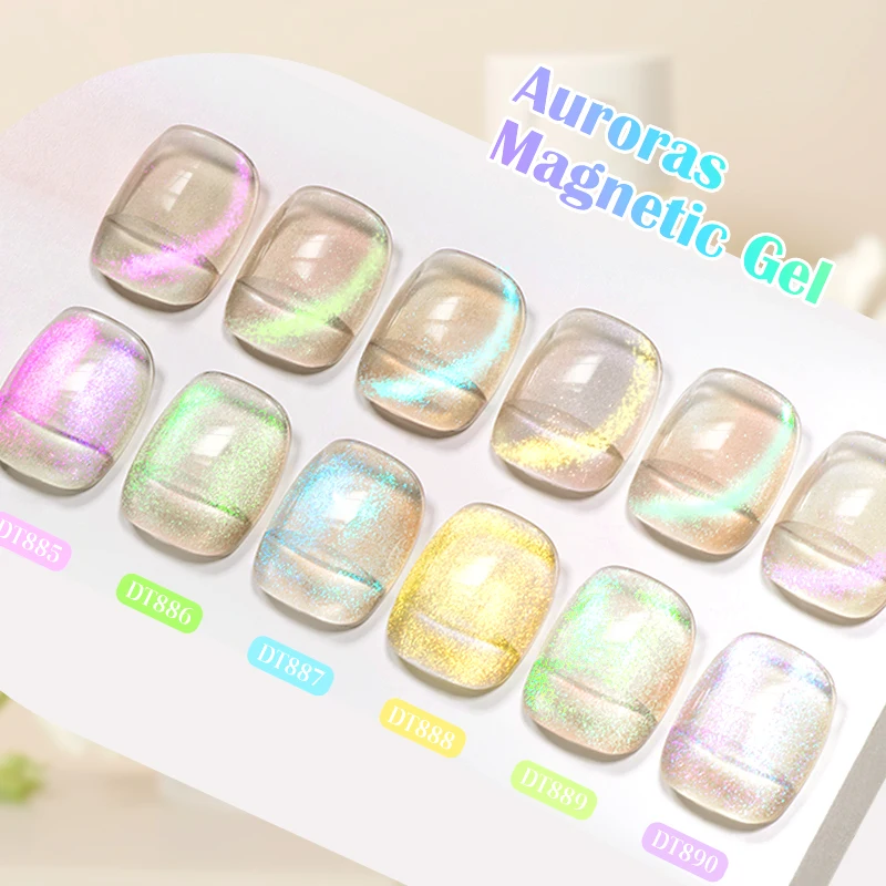 MEET ACROSS 7ml Aurora Cat Magnetic Gel Nail Polish For Nails Glitter Transparent Nail Art Gel Semi-Permanent Varnish Manicure