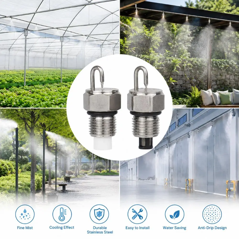 304 Stainless Steel Ruby Impingement Fog Nozzle High Pressure 1/8 Inch Impact Pin Mist Nozzle With Filter