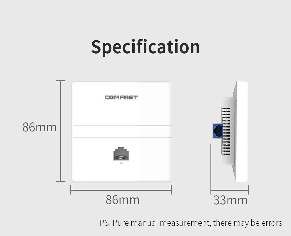 1200Mbps Wireless Dual Band In Wall AP 2.4 +5.8Ghz Gigabit Ethernet Access Point 802.11 AC Hotel Home RJ45 Lan Router Repeater