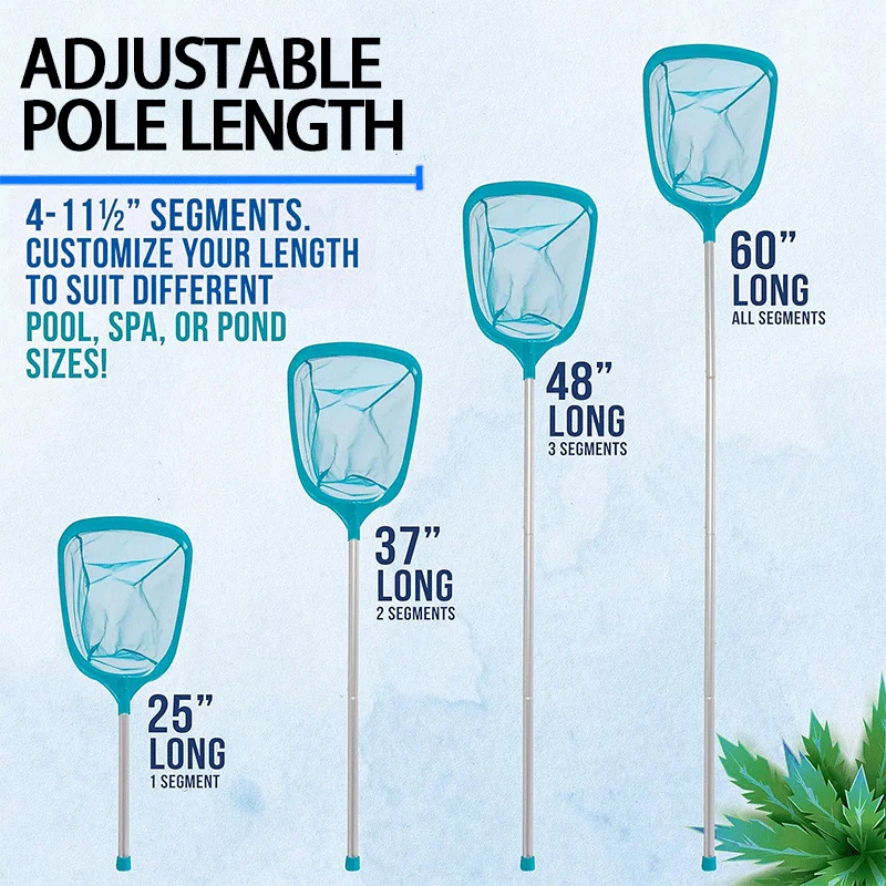 

Pool Swimming Pool Leaf Skimmer Net with 4 Aluminum Pole Sections，Ultra Fine Mesh Netting Bag Basket for Fast Cleaning