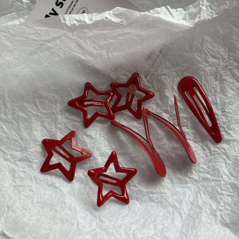 Ins Lucky Red Star Hairpin Pentagram BB Clip Mini Cute Broken Hair Girl Hair Accessories Princess Bangs Clip Hairpin Edge Clip