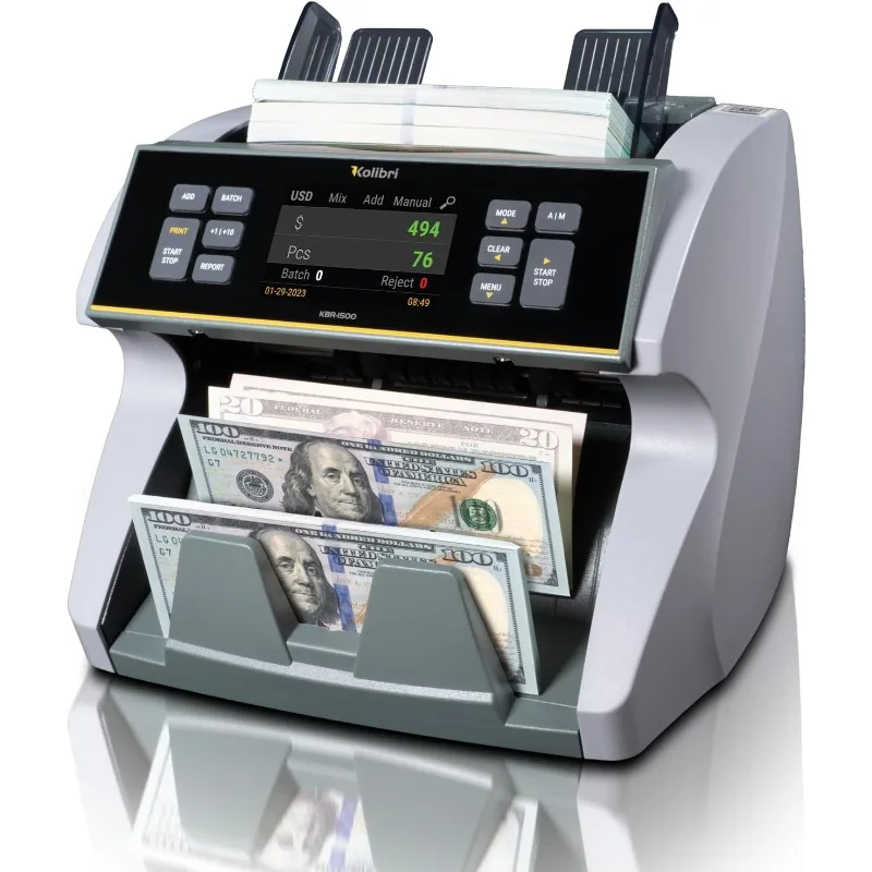 KOLIBRI KBR-1500 V2 Business-Grade Money Counter Bill Counter, Sorter, Reader with Counterfeit Detection