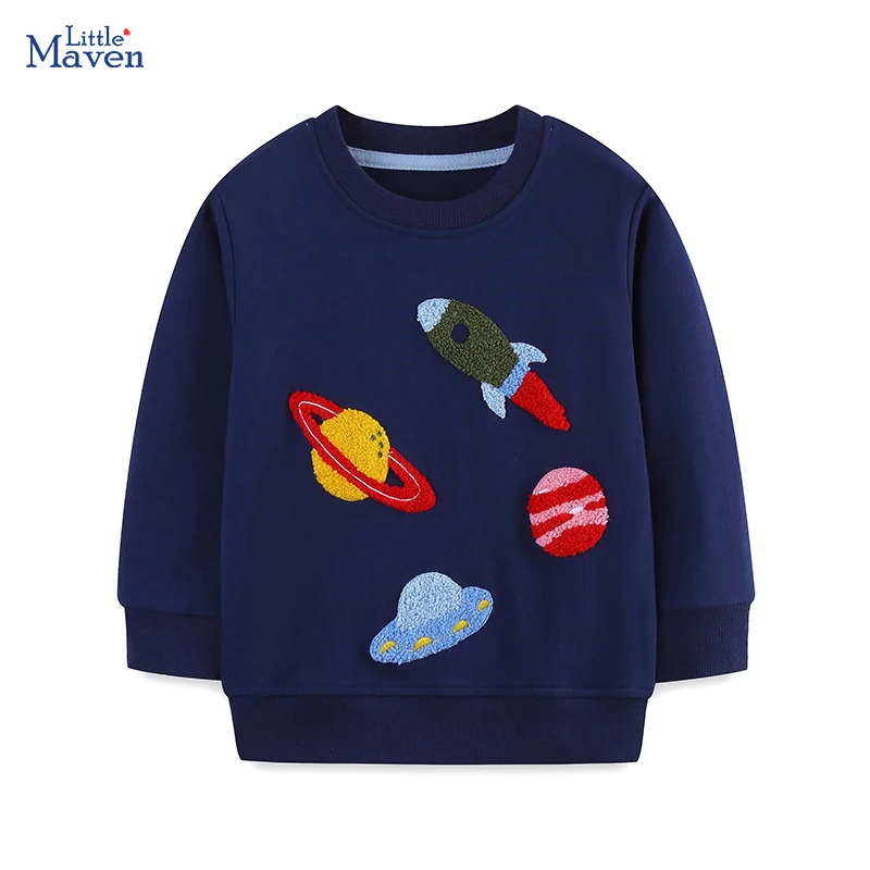 Little Maven Kinder Sweatshirts Herbst Frühling Rakete Universum Planet Applikationen Kleine Jungen Langarm Tops Kleidung Baby Kostüm