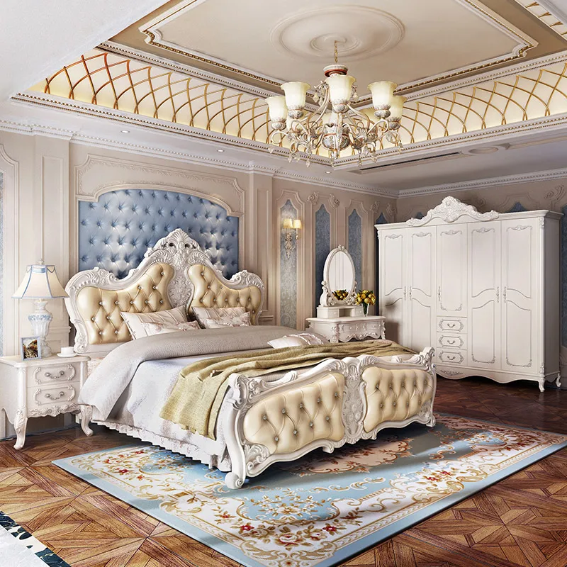 

Design Luxury Modern Double Bed Mattress Soft Princess Adults Queen Double Bed Loft Storage Korean Muebles Hotel Furniture