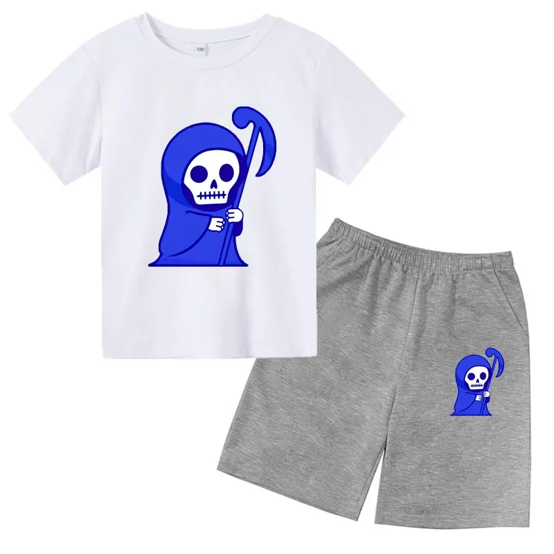 

Kids Trendy Simple Letter Print Summer Fashion Breathable Tees+Shorts 2pcs Sportsuits 4-14 Years Boys Girls Outfits Clothes Sets