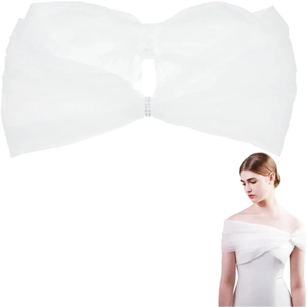 

1 шт. съемная шаль из тюля и полиэстера для свадебных и праздничных нарядов, с цветочным узором, белая, 1000 мм