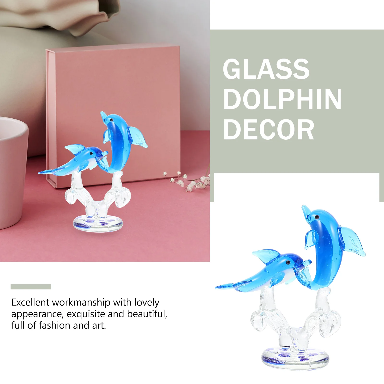 

Premium Glass Dolphin Ornament for Desktop Home Decor Elegant Interior Design Statement Piece Vivid Creative Craft Display